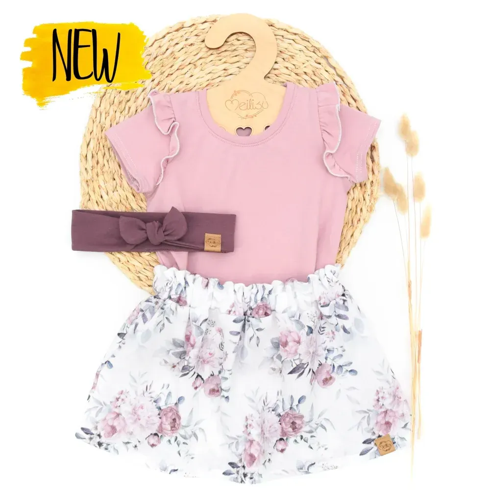 Set | Frühlingsrosen | Rüschenshirt & Paperbag Shorts & Haarband