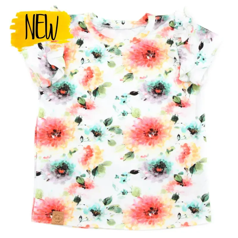 T-Shirt mit Rüschen | Tropical Flowers T-Shirt mit Rüschen | Tropical Flowers