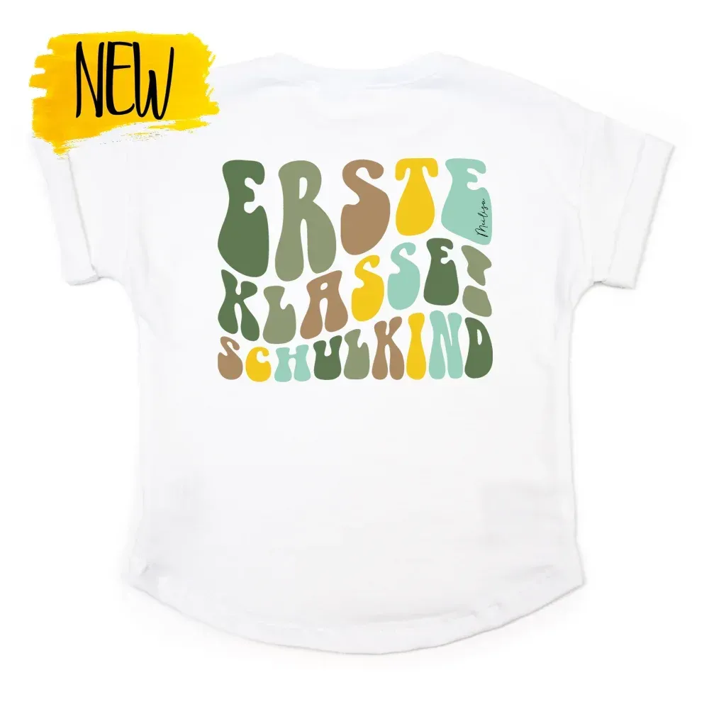 Oversized T-Shirt | Erste Klasse | oliv - gelb