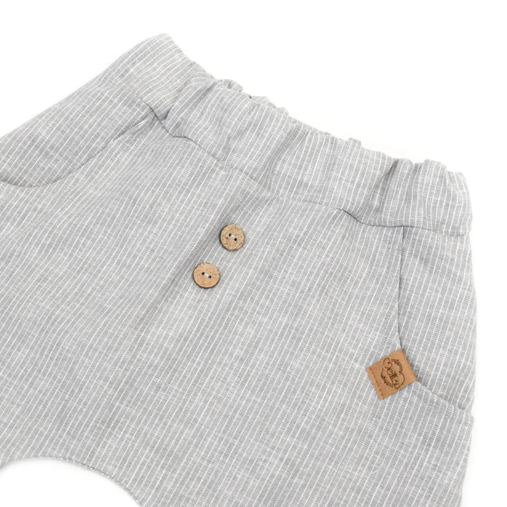 Shorts | Leinen | hellgrau Nadelstreifen