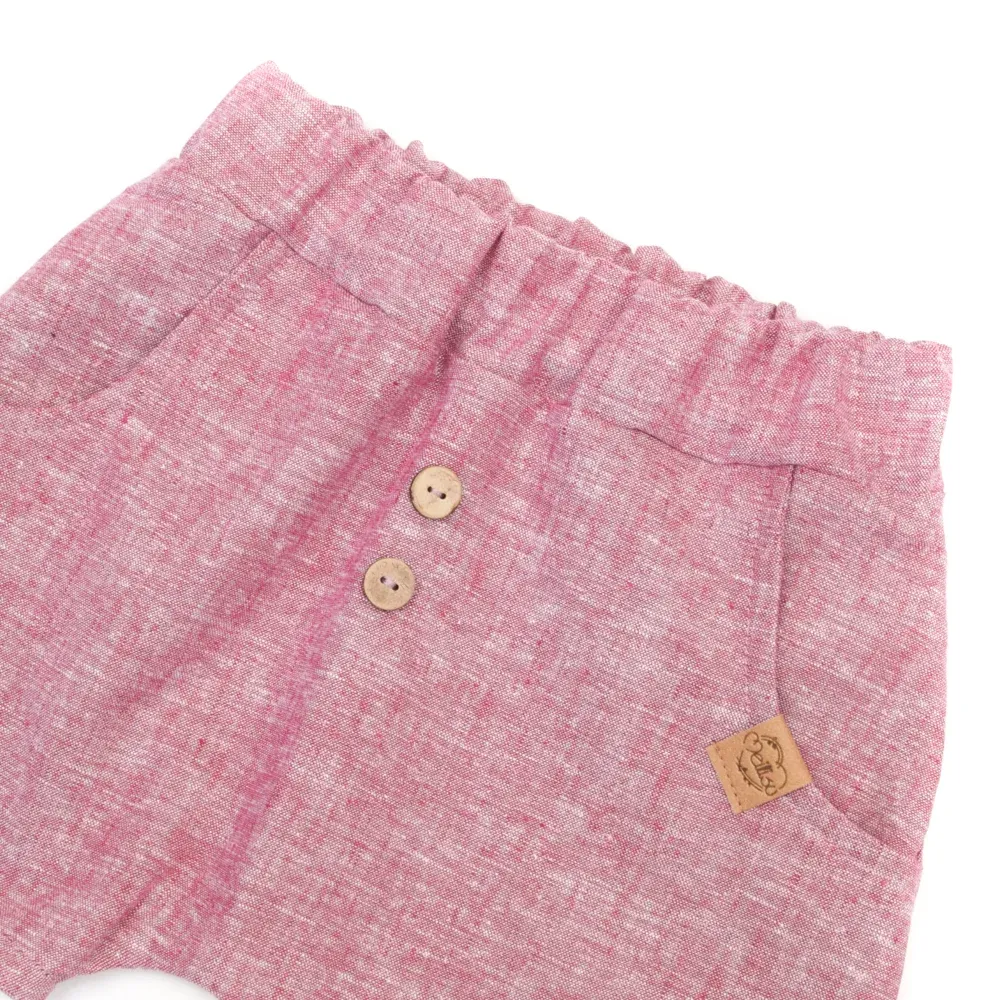 Shorts | Leinen | rot meliert