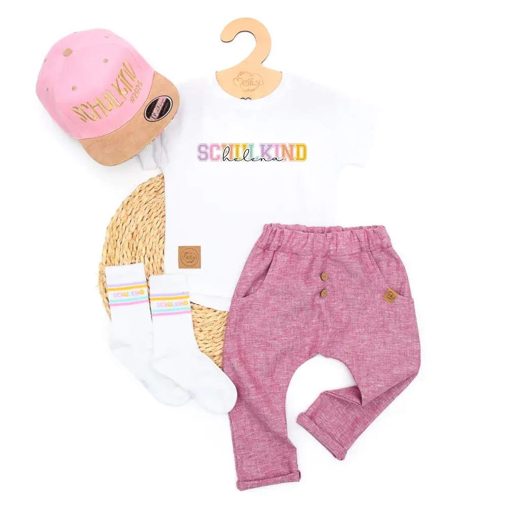 Set | Schulkind | Leinen | rosa