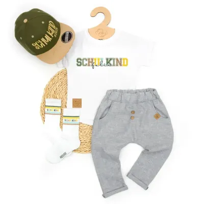 Set | Schulkind | Leinen | hellgrau