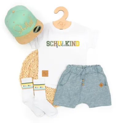 Set | Schulkind | Leinen | dusty blue