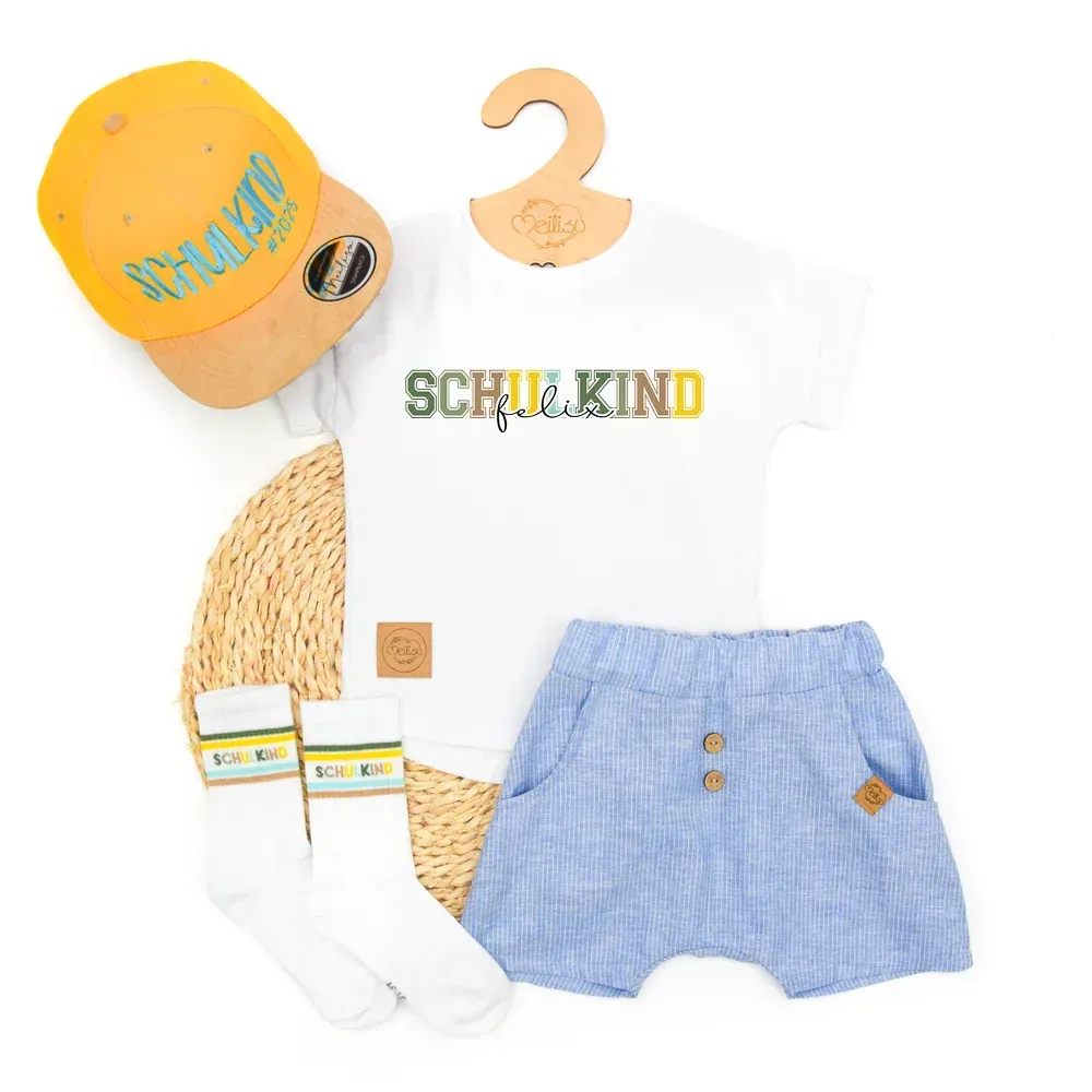 Set | Schulkind | Leinen | hellblau