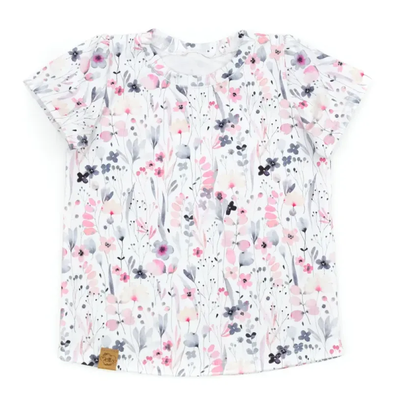 T-Shirt mit Puffärmel | Watercolor Flowers | Gr. 86/92