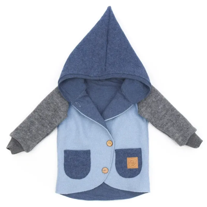 Walkjacke | Color Blocking | babyblau - jeans | Größe 92/98