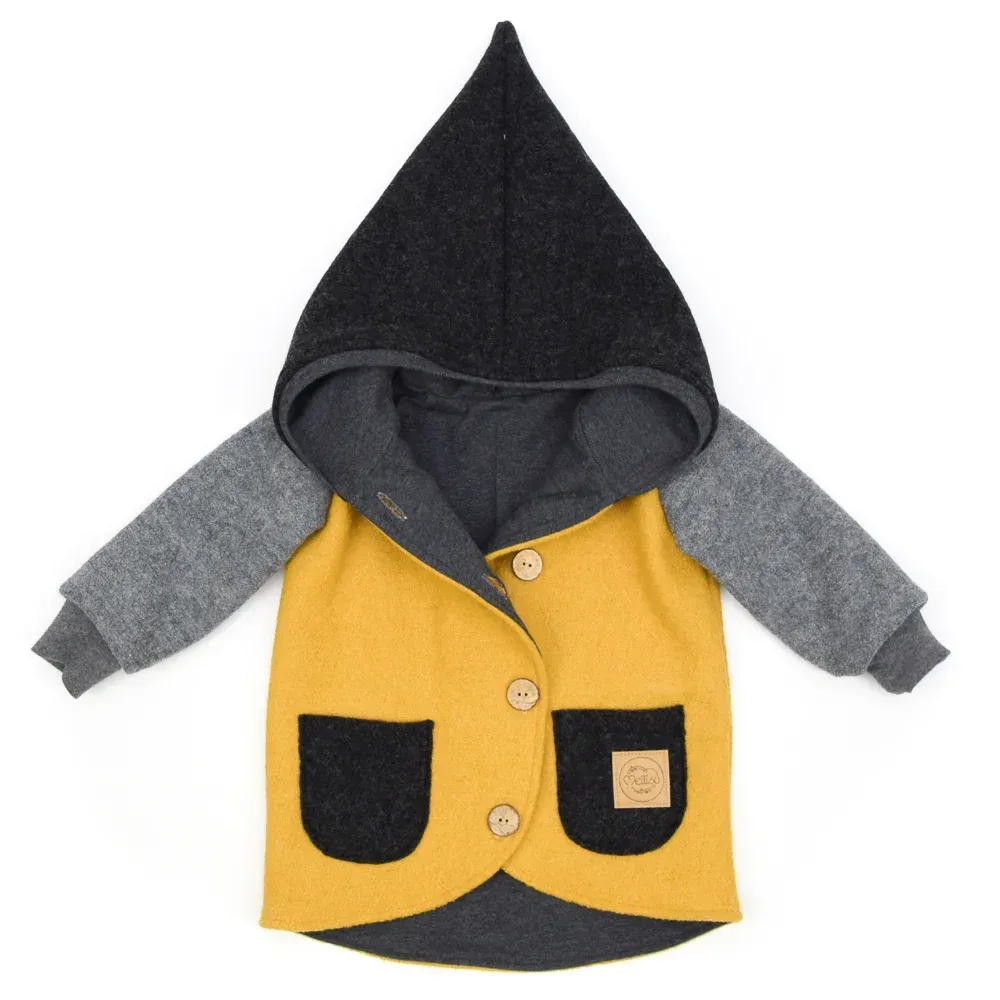 Walkjacke | Color Blocking | gelb - schwarz | Größe 80/86