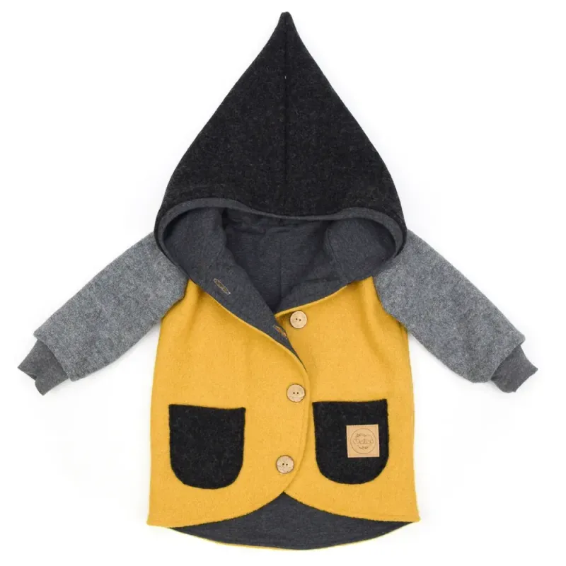 Walkjacke | Color Blocking | gelb - schwarz | Größe 80/86