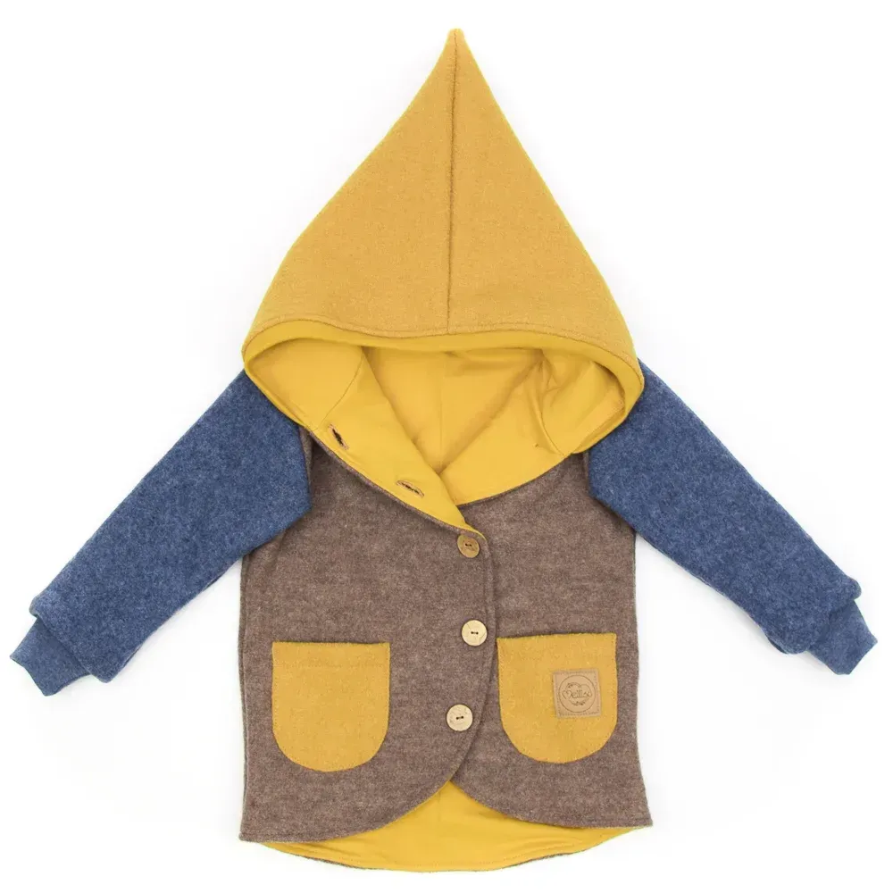 Walkjacke | Color Blocking | hellbraun - gelb | Größe 98/104