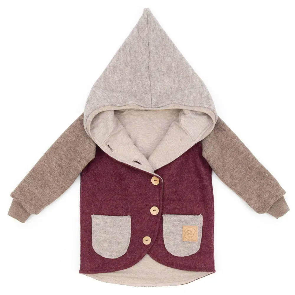Walkjacke | Color Blocking | bordeaux - beige | Größe 98/104