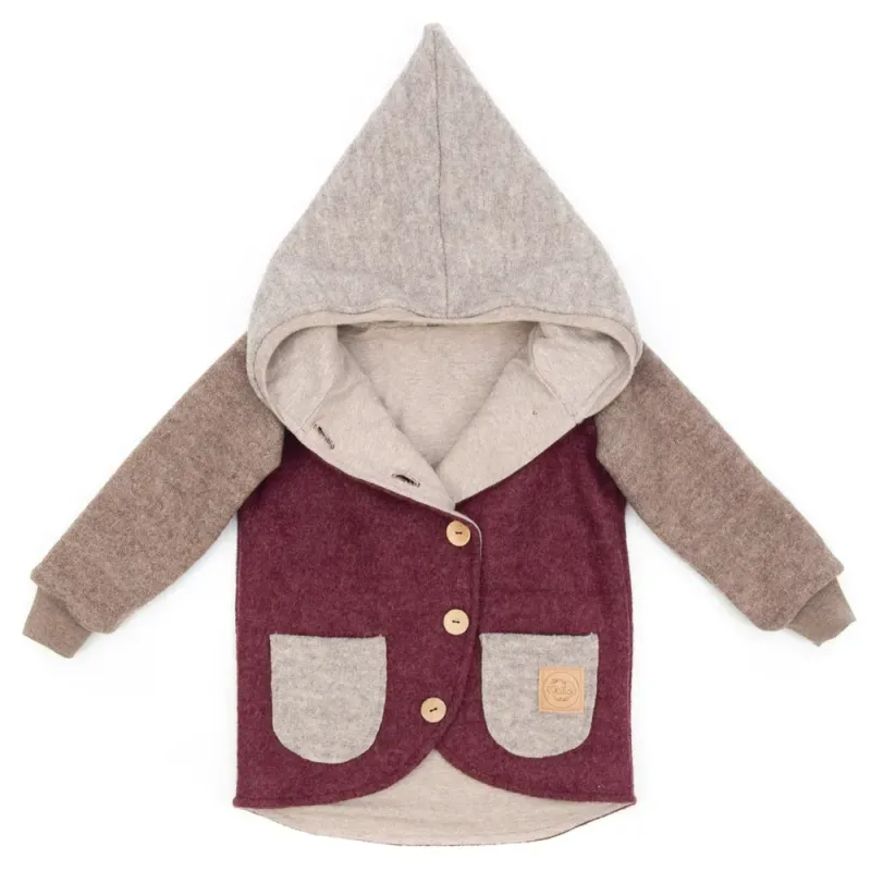 Walkjacke | Color Blocking | bordeaux - beige | Größe 98/104