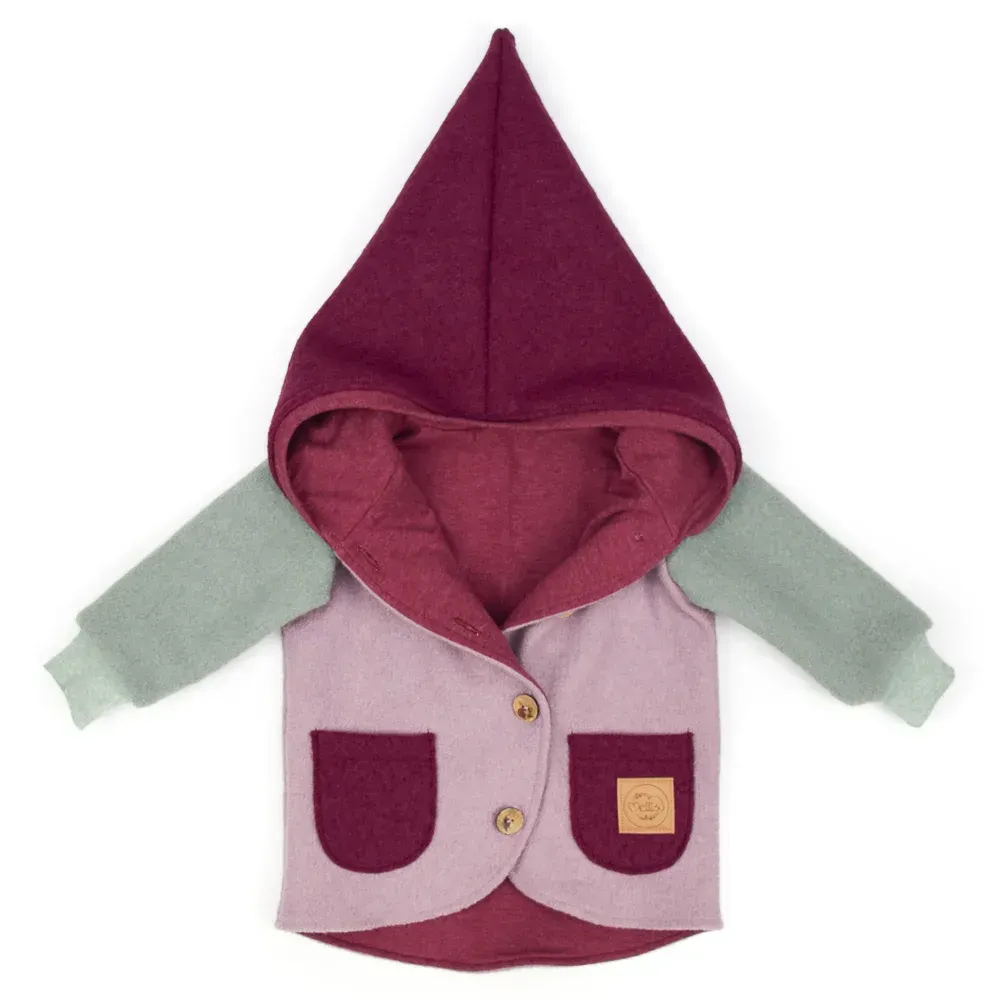 Walkjacke | Color Blocking | puderrosa - brombeer | Größe 74/80