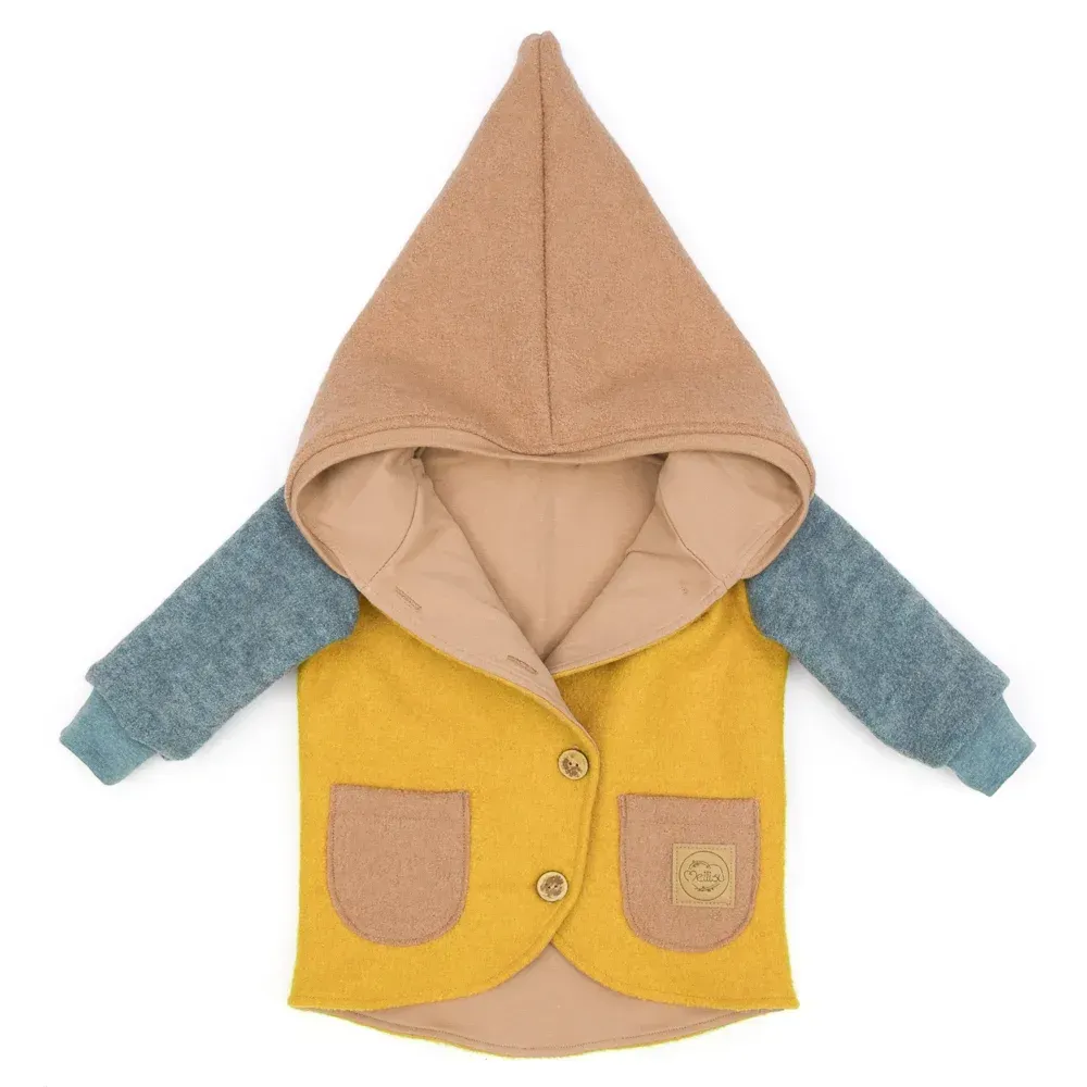 Walkjacke | Color Blocking | gelb - nude | Größe 74/80