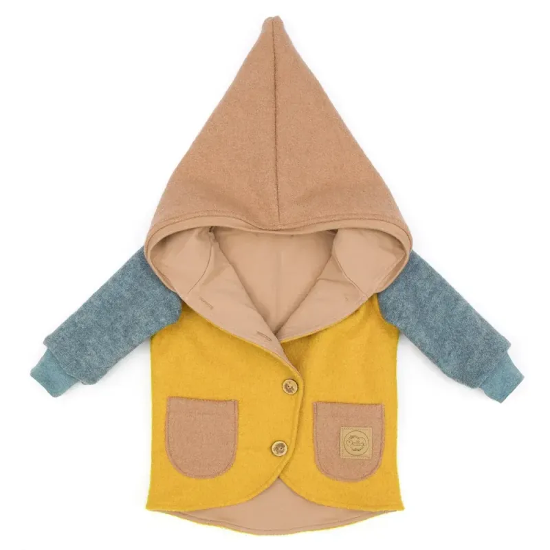 Walkjacke | Color Blocking | gelb - nude | Größe 74/80 Walkjacke | Color Blocking | gelb - nude | Größe 74/80