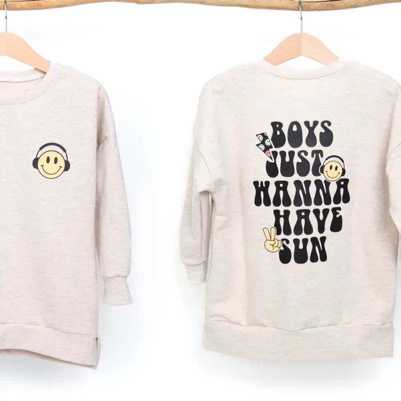 Oversized Pullover | BOYS just wanna have sun | creme  | Größe 98/104