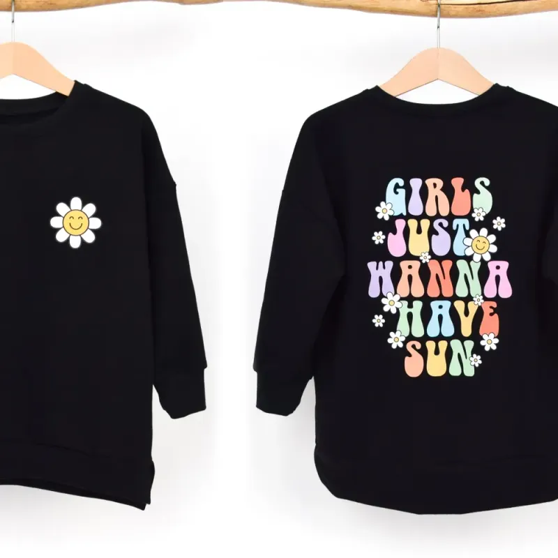Oversized Pullover | GIRLS just wanna have sun | schwarz   | Größe 98/104