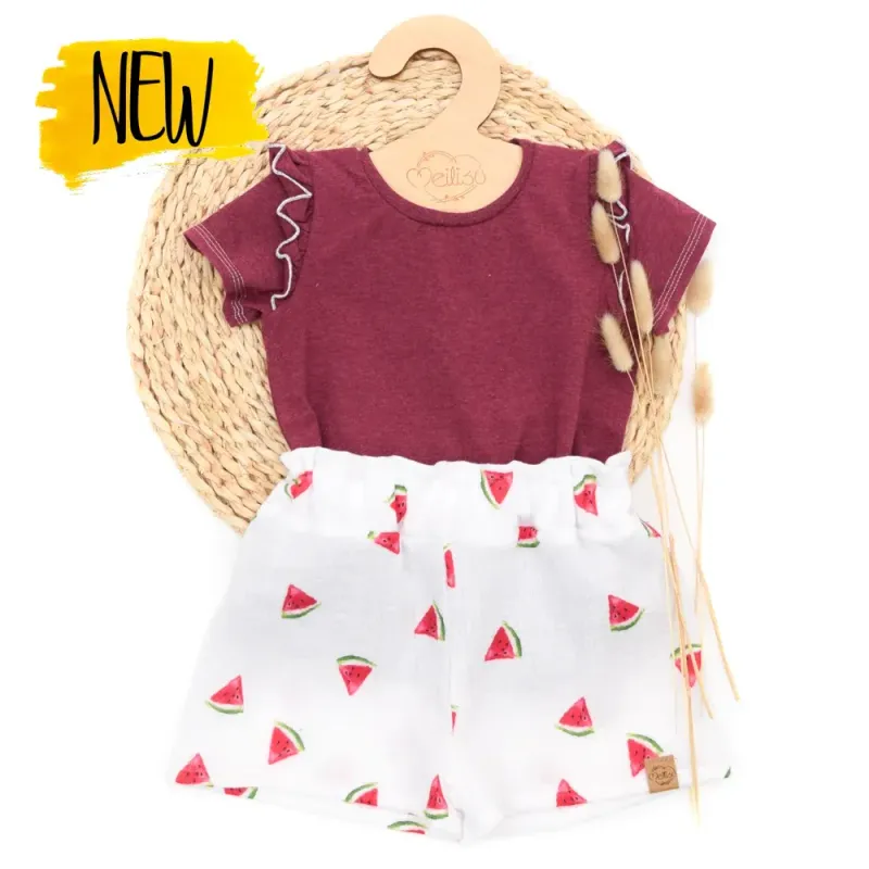 Set | Melone | Rüschenshirt & Paperbag Shorts Set | Melone | Rüschenshirt & Paperbag Shorts