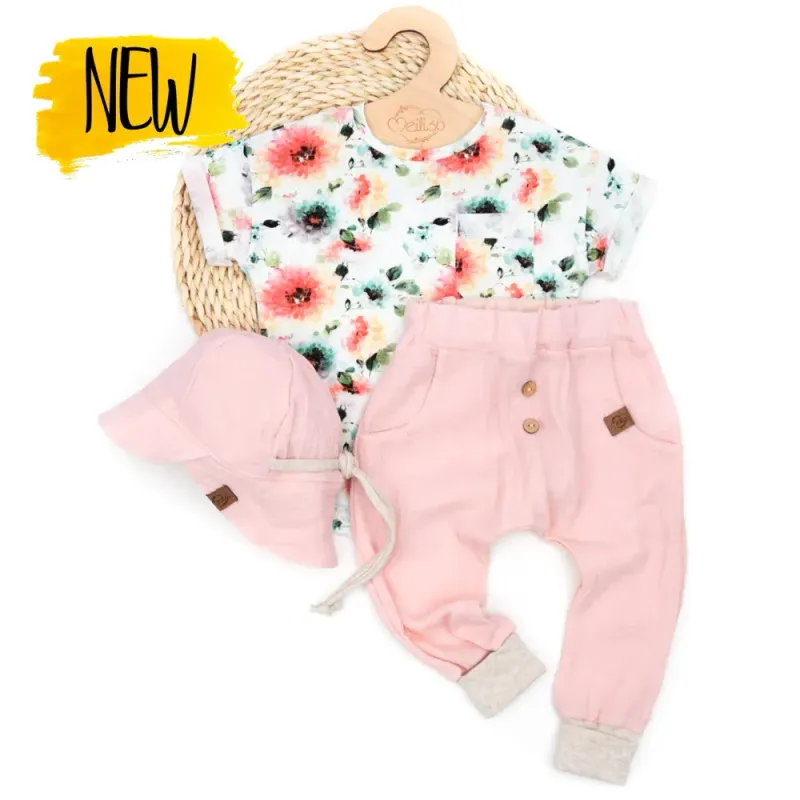 Set | Tropical Flowers | Shirt & Pumphose & Sonnenhut Set | Tropical Flowers | Shirt & Pumphose & Sonnenhut