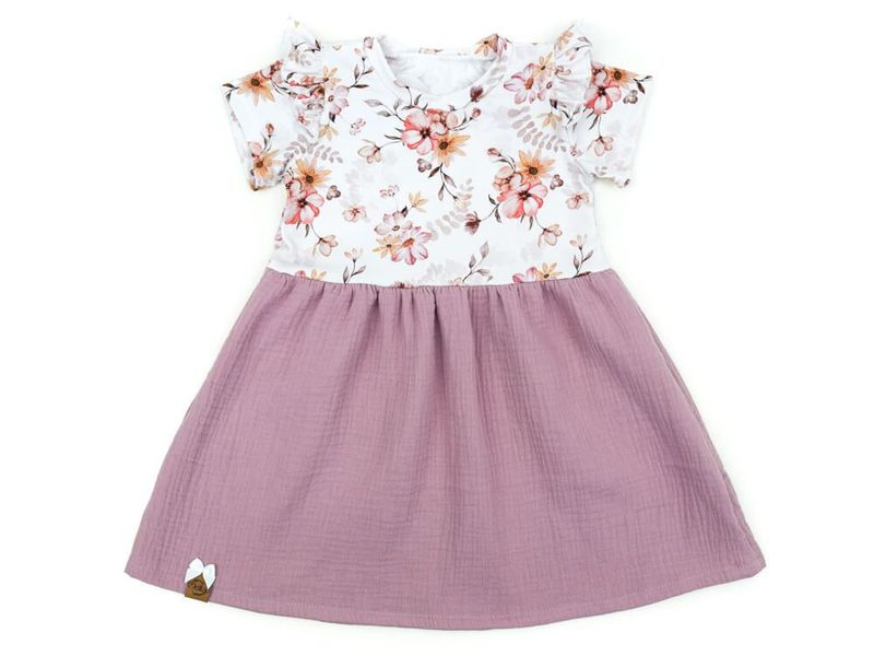 Kleid | Musselin | sepia Flowers | Gr. 98/104 Kleid | Musselin | sepia Flowers | Gr. 98/104