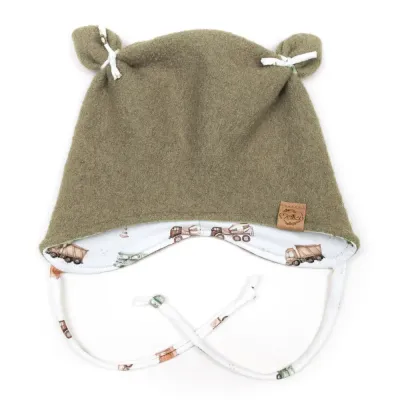 Walkmütze mit Ohren | olivbraun Walkmütze mit Ohren | olivbraun