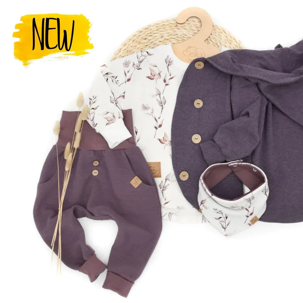 Set | Rippjersey Fiora | Sweatjacke & Langarmshirt & Pumphose & Halstuch