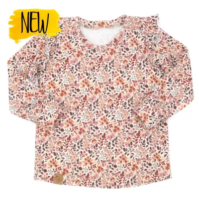 Langarmshirt mit Rüschen | Rippjersey Blättertanz