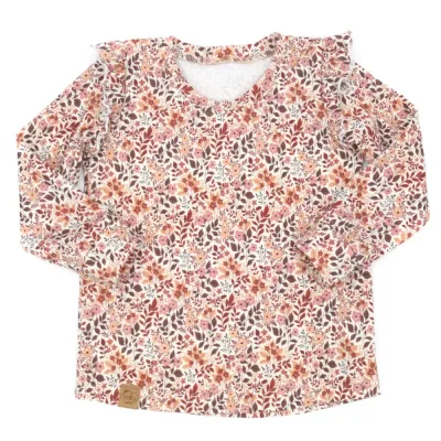 Langarmshirt mit Rüschen | Rippjersey Blättertanz | Gr. 86/92 Langarmshirt mit Rüschen | Rippjersey Blättertanz | Gr. 86/92