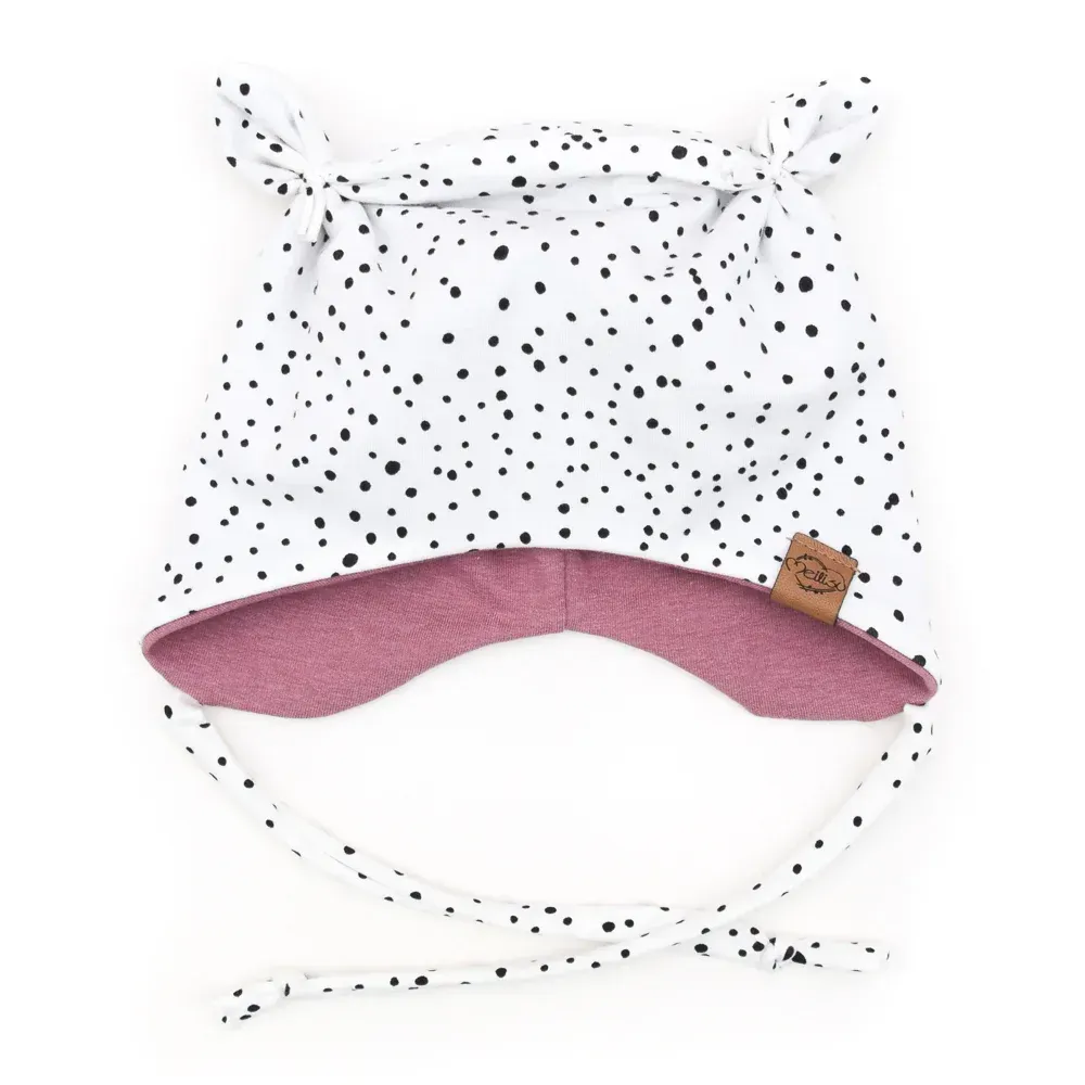 Ohrenmütze | Punkte schwarz weiß | Gr. 45-47 cm Ohrenmütze | Punkte schwarz weiß | Gr. 45-47 cm