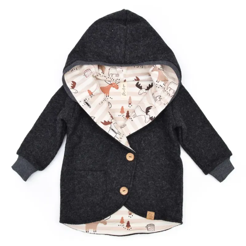 Walkjacke | schwarz meliert | | Größe 128/134 Walkjacke | schwarz meliert | | Größe 128/134