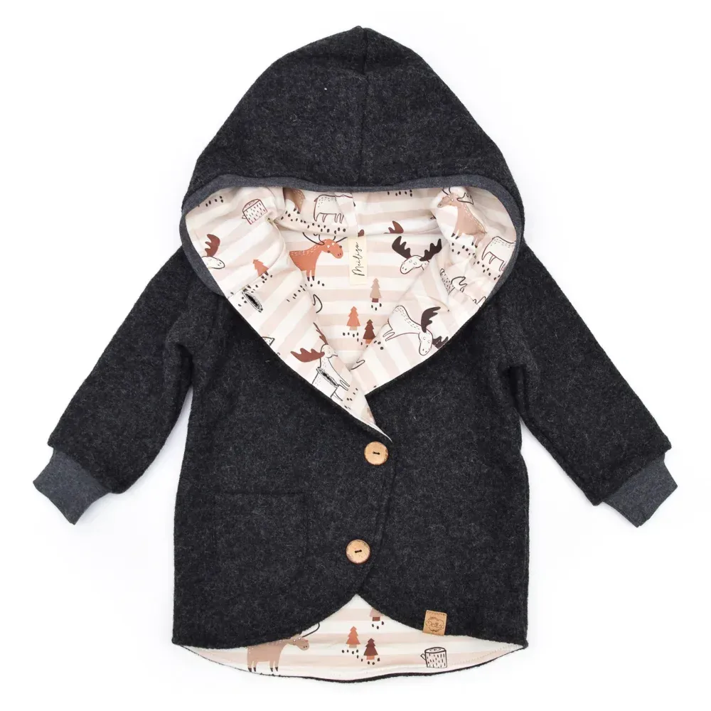 Walkjacke | schwarz meliert | | Größe 86/92 Walkjacke | schwarz meliert | | Größe 86/92