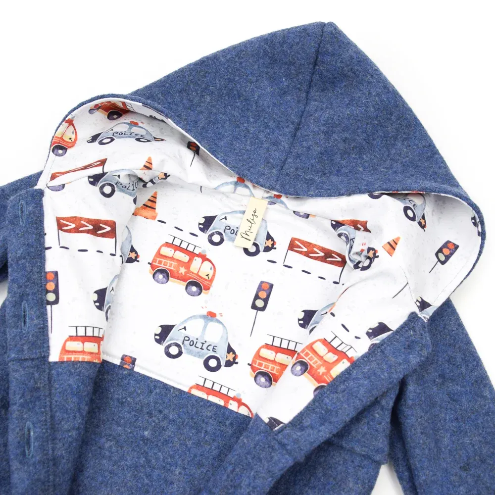 Walkmantel | jeansblau meliert | gerade