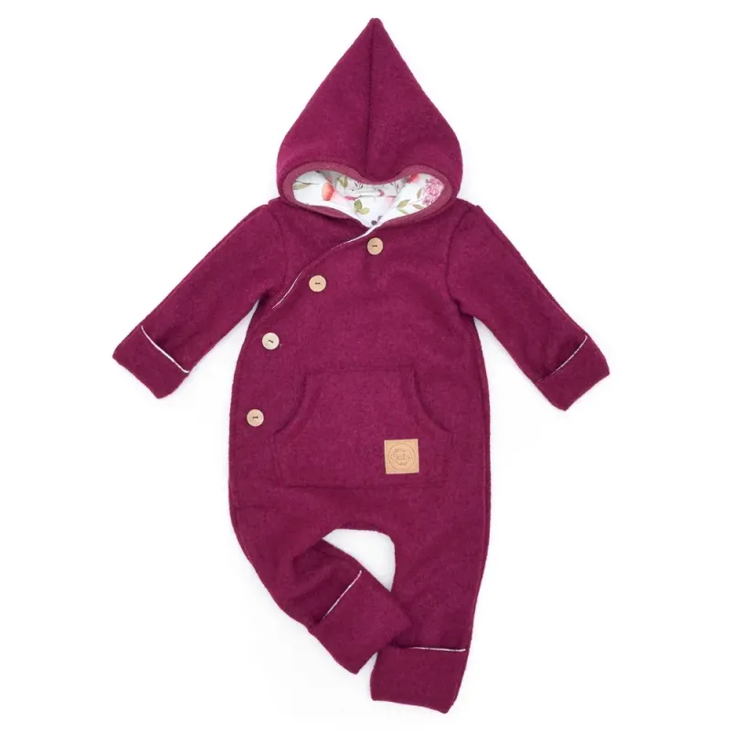 Walkoverall Wollwalk Anzug Baby Kinder brombeer weinrot