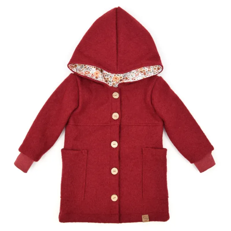 Walkmantel | dunkelrot | gerade Walkmantel Wollwalk Mantel Mädchen Kinder Jungs Meilisu dunkelrot