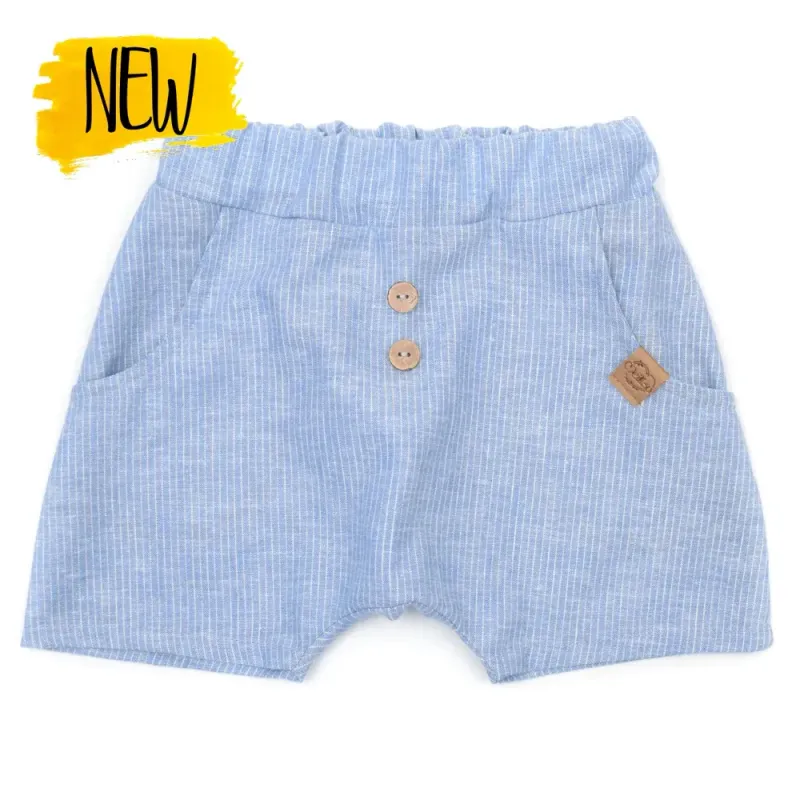 Shorts | Leinen | hellblau Nadelstreifen