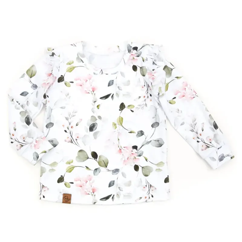 Langarmshirt mit Rüschen | Eukalyptusblüte