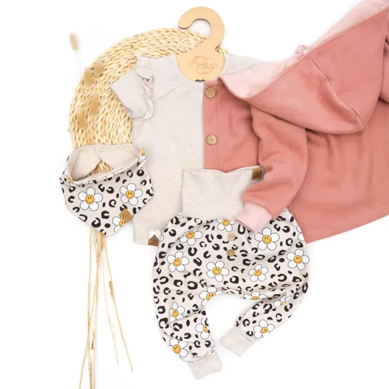 Set | Leo Daisy | Fleecejacke & Pumphose & Shirt & Halstuch