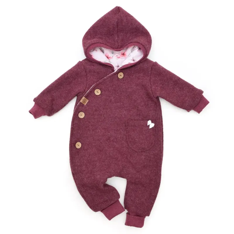 Walkoverall Wollwalk Anzug Baby Kinder bordeaux dunkelrot
