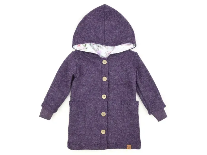 Walkmantel | aubergine meliert | gerade Walkmantel Wollwalk Mantel Mädchen Jungs Kinder Meilisu aubergine lila