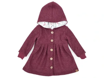 Walkmantel Wollwalk Mantel Mädchen Kinder Meilisu bordeaux weinrot