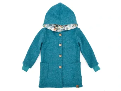Walkmantel Wollwalk Mantel Mädchen Kinder Jungs Meilisu petrol türkis