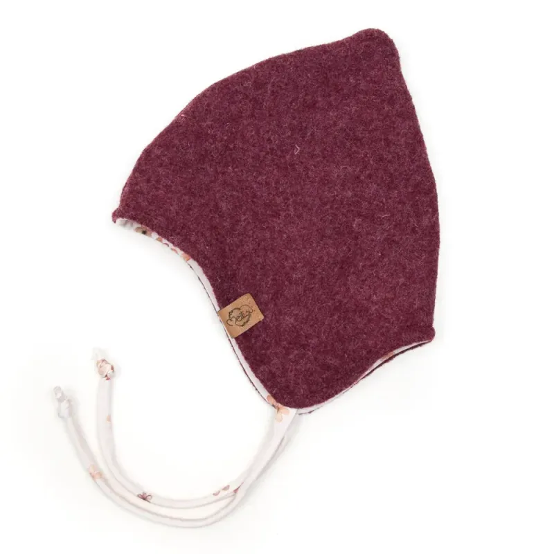 Walkmütze mit Zipfel | bordeaux meliert