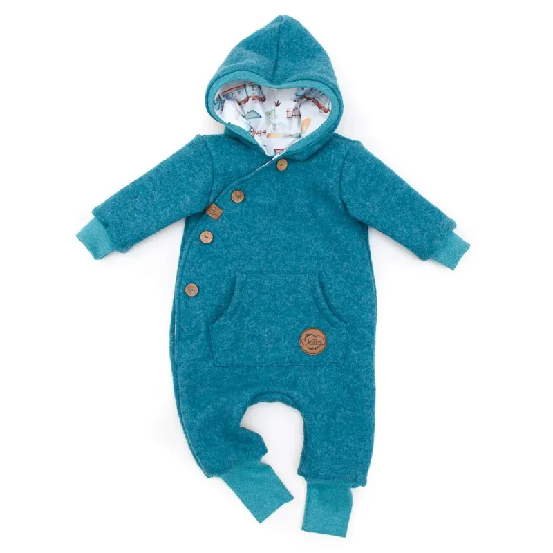 Walkoverall Wollwalk Anzug Baby Kinder petrol
