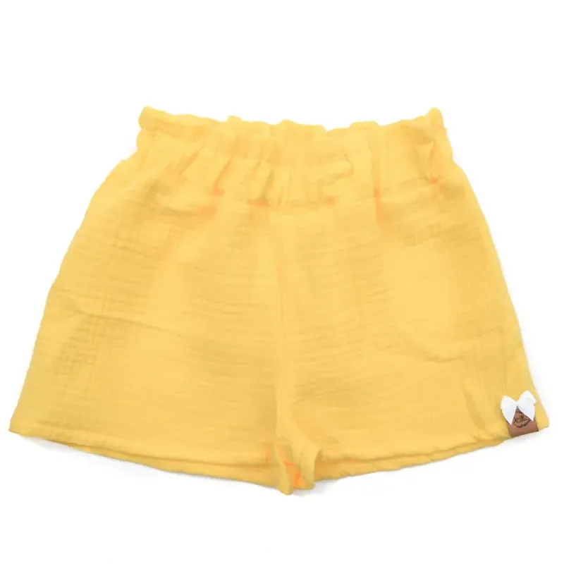 Paperbag Shorts | Musselin | pastellgelb