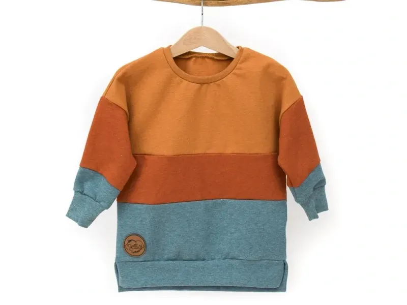 Oversized Pullover | senfgelb terra dusty blue