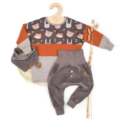 Set | Cord braun | Happy Friends | Pullover & Halstuch & Pumphose