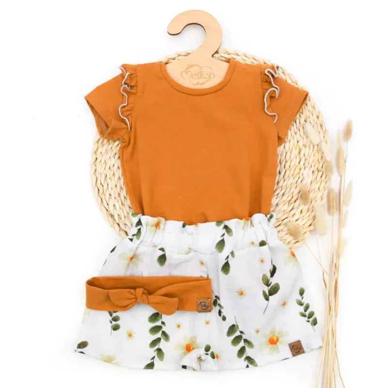 Set | Margerite | Rüschenshirt & Paperbag Shorts & Haarband
