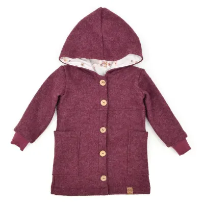 Walkmantel Wollwalk Mantel Mädchen Kinder Jungs Meilisu bordeaux weinrot