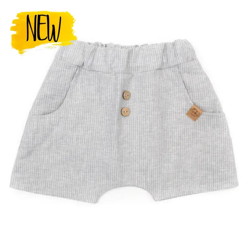 Shorts | Leinen | hellgrau Nadelstreifen