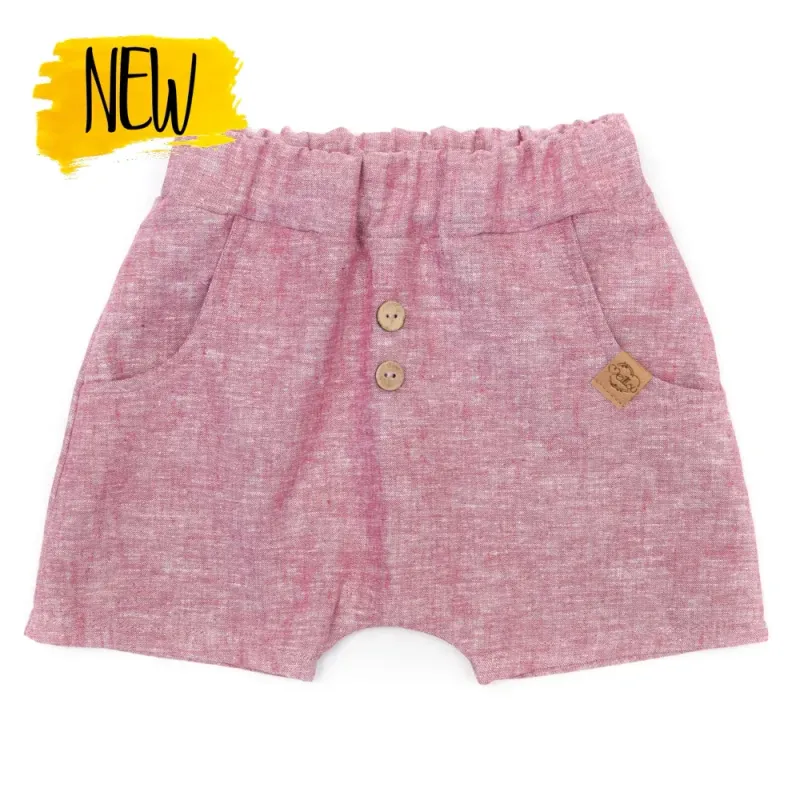 Shorts | Leinen | rot meliert